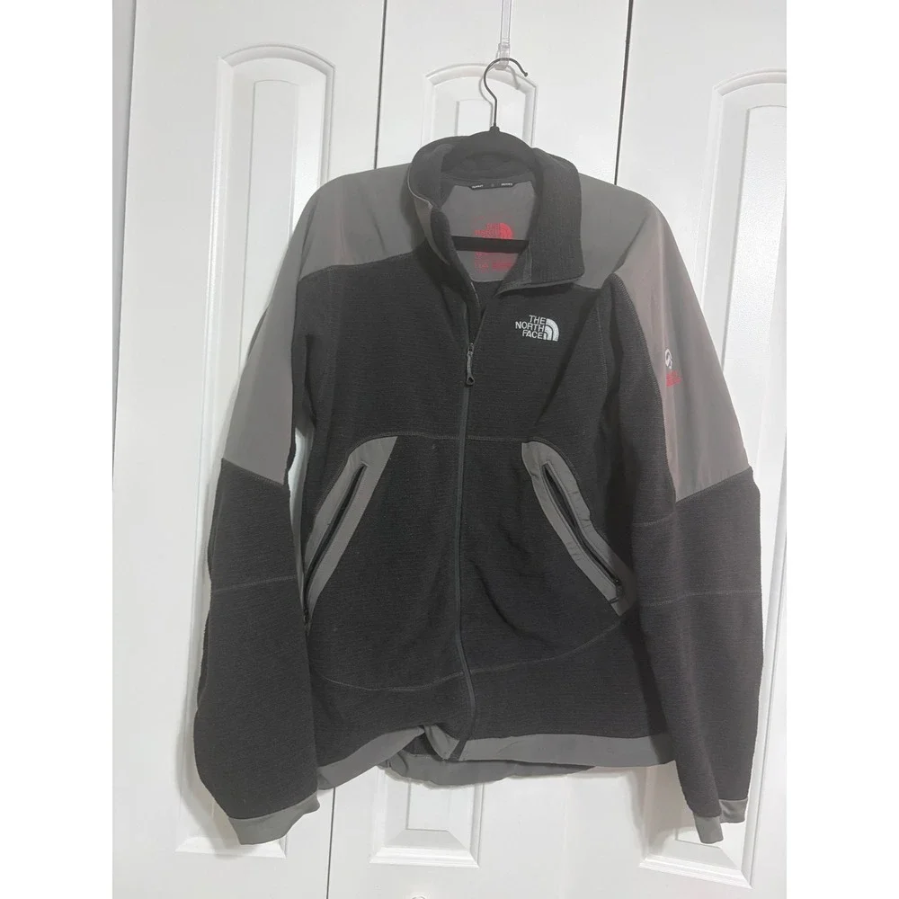The North Face Jacket Summit Series Black Grey Full Zip Fleece Alpine Mens L